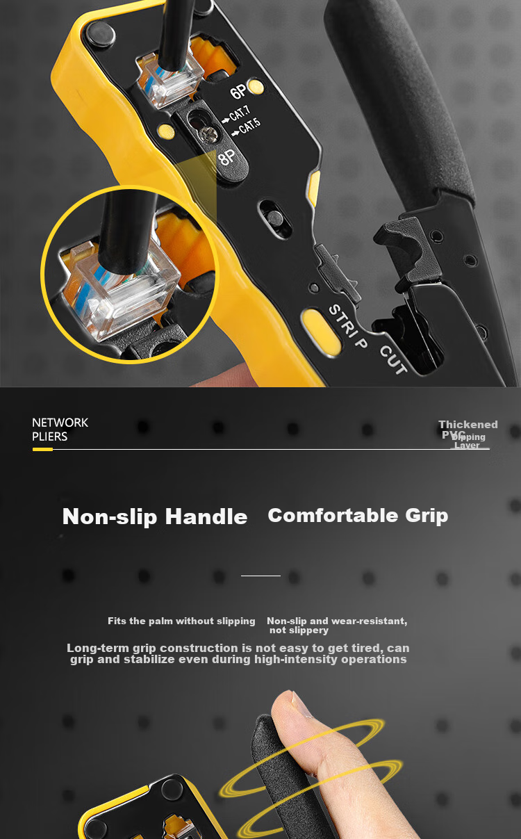 Deli Desktop Network Crimping Tool 6/8p, Multi-Functional Wire Stripper And Crimper, Cat7 RJ45 Connector Crimping Tool for Network And Telephone Cables 4