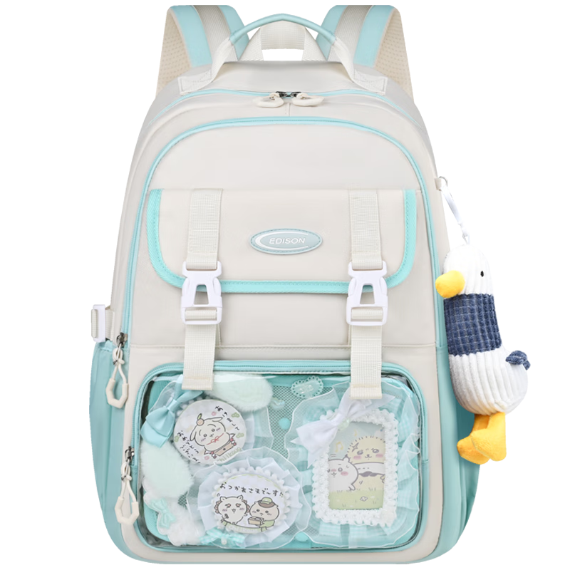 Edison Inventor Middle School Backpack with Spine Protection for Boys And Girls, High School Students, Anime-Style Trendy Backpack 2564-3 Light Blue