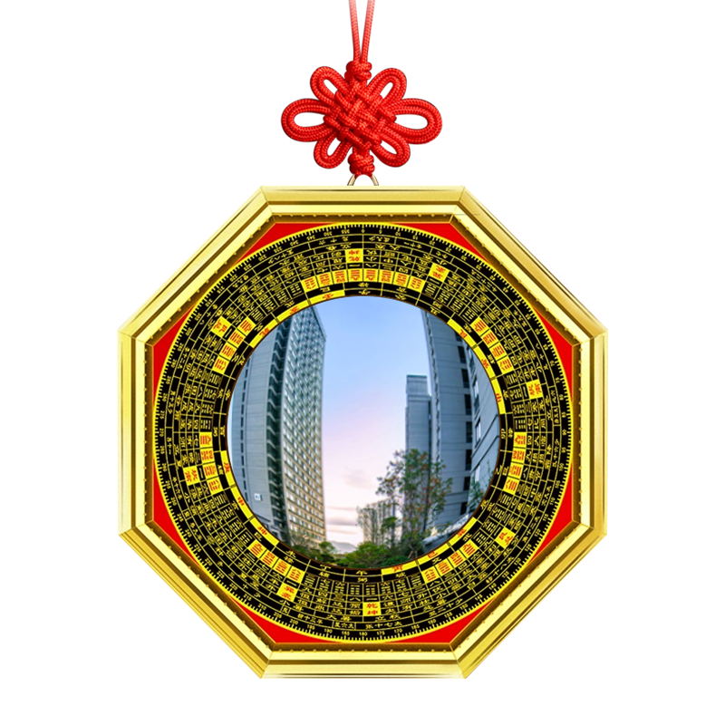 Binyue Mirror, Convex Mirror, Chinese Knot Pendant, Outdoor Entrance Balcony Door-To Hanging Ornament, Home Decoration, Large Size 19cm