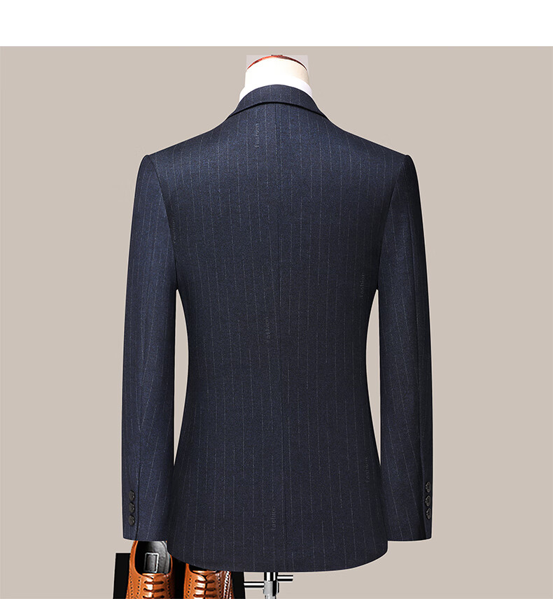 Shanshan Men's Slim Fit Business Casual Striped Suit Set New Professional Workwear Groom Best Man Wedding Formal Wear 11