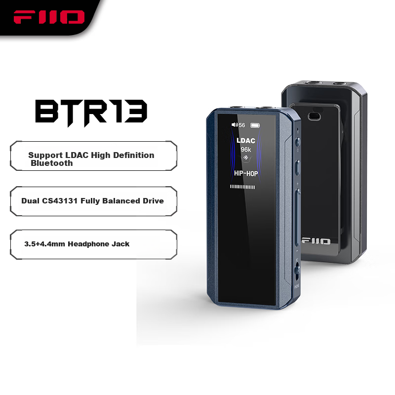 FiiO BTR13 Bluetooth 5.1 Decoding Headphone Amplifier with Microphone for Computer Desktop Tablet Mobile Phone Player Sound Card Universal Support LDAC Blue