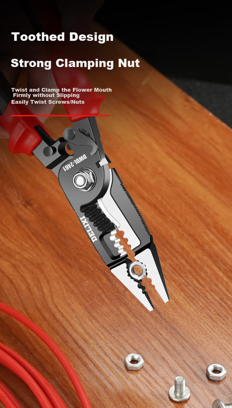 DELIXI Multi-Functional Wire Stripping Pliers, Electrician's Pliers, Wire Cutters, Cable Strippers, Electronic Crimping Pliers, And Tool Set 4