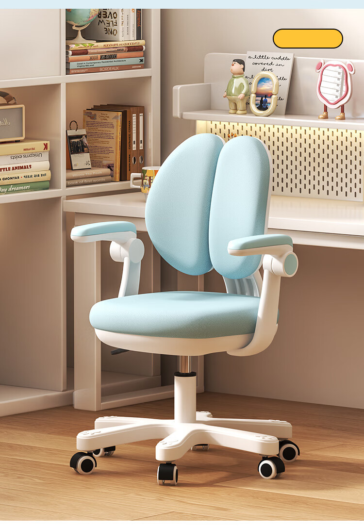 Yupin Children's Study Chair, Student Writing Chair, Home Adjustable Height Seat with Backrest, Computer Chair BG330 Blue Dust Cover 16