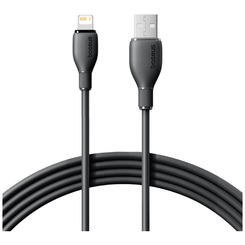 Baseus Apple Charging Cable 2.4A Fast Charge Data Cable for iPhone 14/13/12/11 Pro Max/XS, iPad Pro/Mini, CarPlay 1m Black