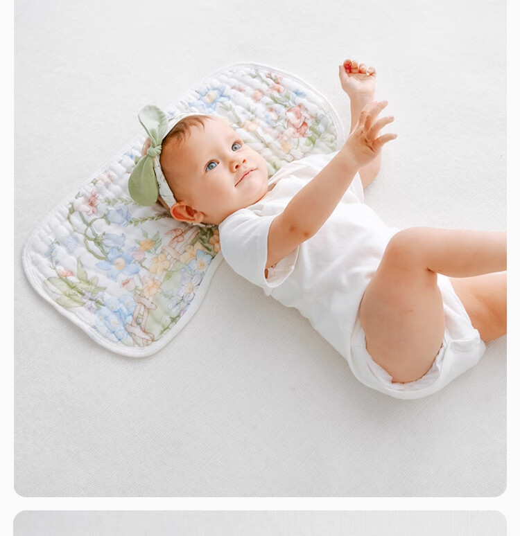 BUBBLE TREE 0-3 Months Baby Pillow Flat Pillow 12-Layer Pure Cotton Gauze Newborn Sweat-Absorbing Breathable Pillow 23