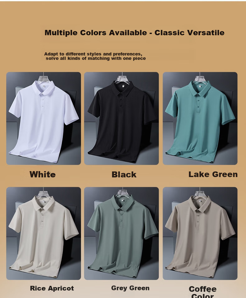 MiiOW Cool-Feeling Short-Sleeve Polo Shirt for Men, Summer Casual Business Ice Silk Quick-Dry Sports T-Shirt, Men's Clothing, Father's Day Gift 2
