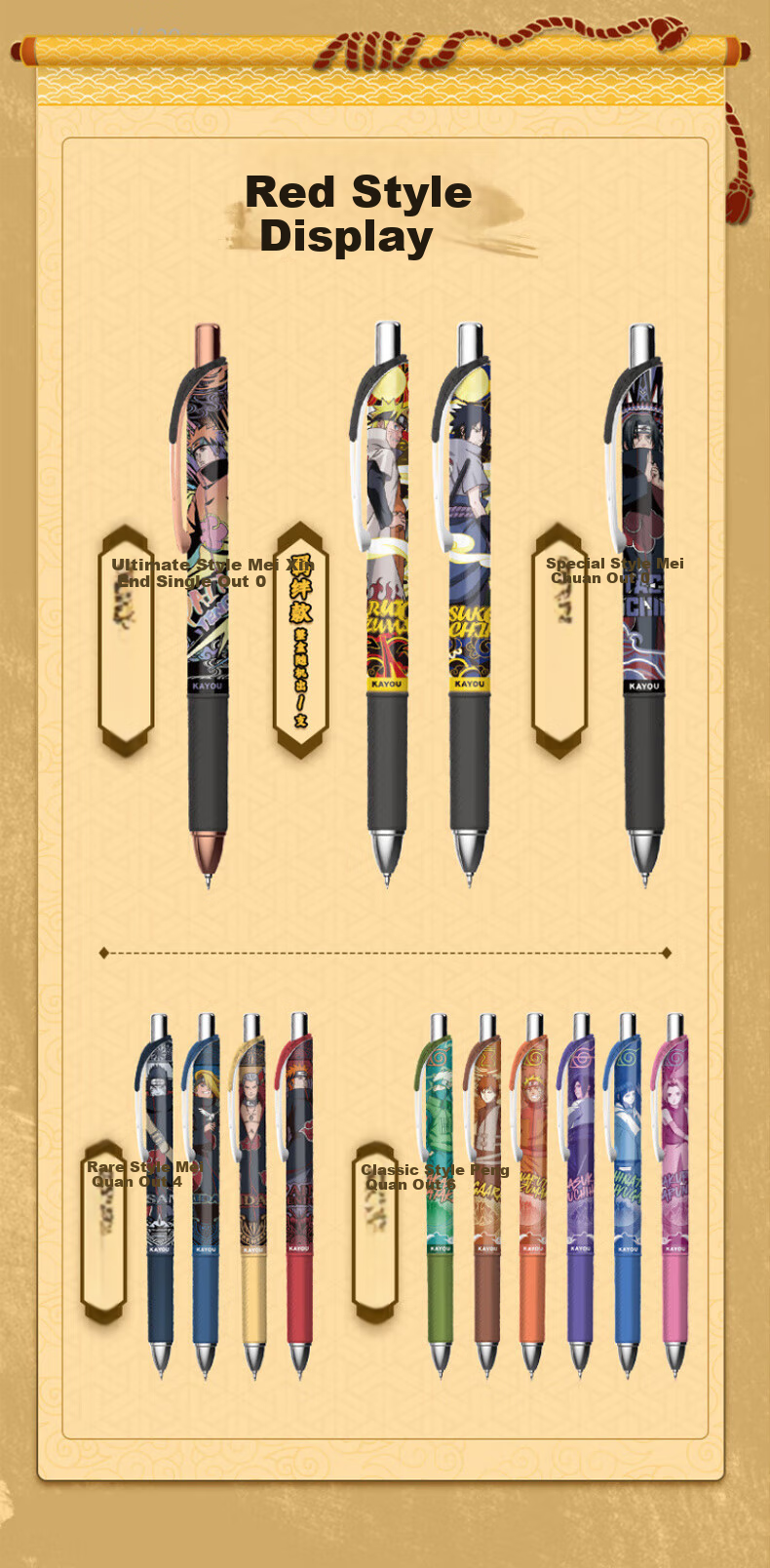 Kayou Naruto Gel Pen Blind Box Pen Full Case Push-Button Automatic Pen for Boys And Girls, Christmas Gift 20