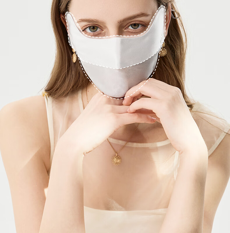 ELLE [Grade A Mulberry Silk] Silk Sun Protection Face Mask for Women, Cooling Face Cover, Gift for Girlfriend 5