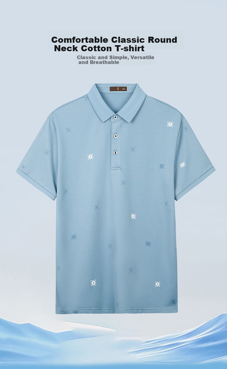 Caizi Men's Polo Shirt Short Sleeve Summer New Mulberry Silk Pique Fabric Breathable 40S Combed Cotton Skin-Friendly T-Shirt Top 2