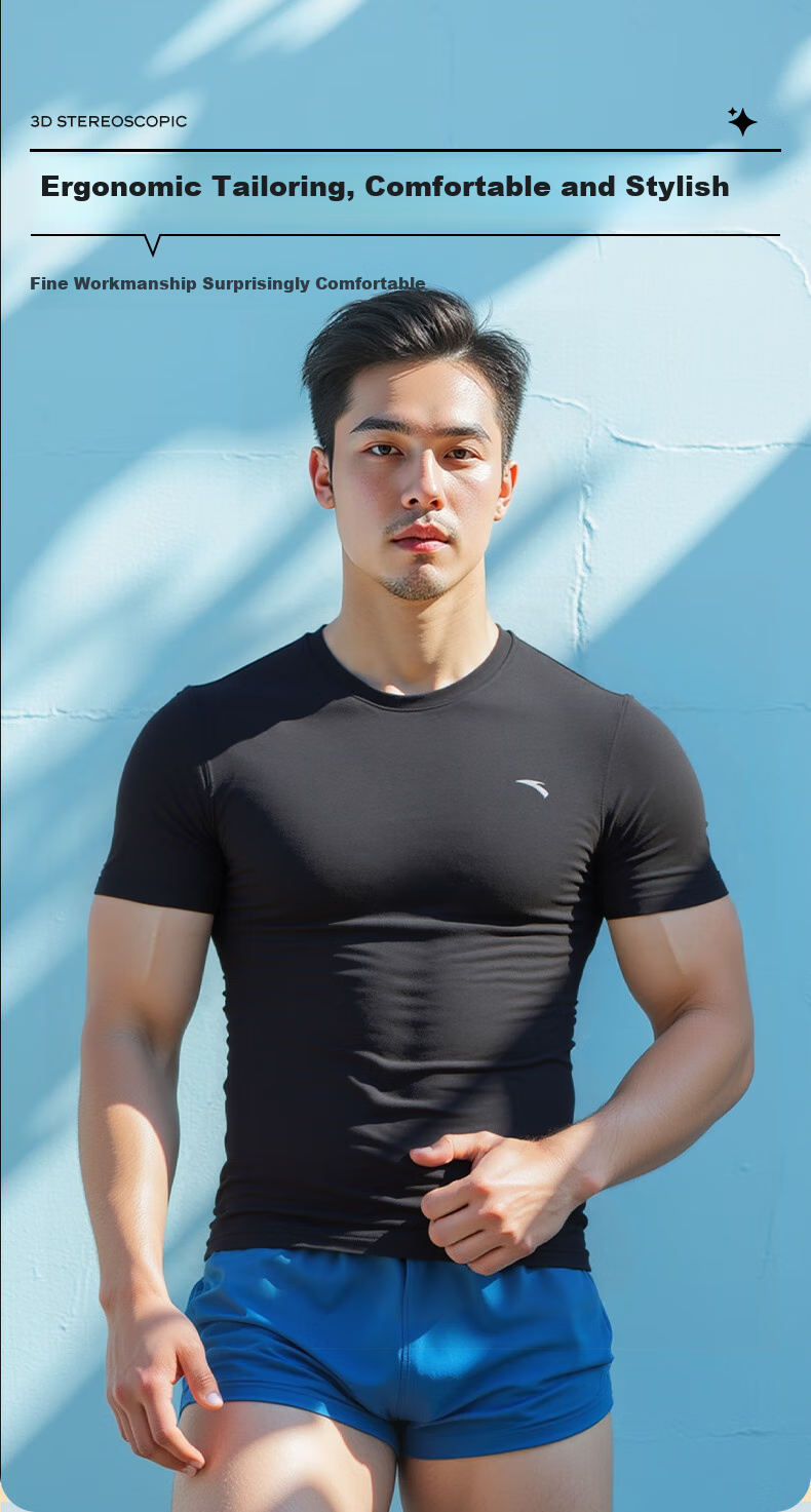 ANTA Men's Swimming Top, Swimwear for Men, Sun Protection, Quick-Drying, Breathable, Comfortable, Skin-Friendly, Chlorine-Resistant, Blue, Size M 3