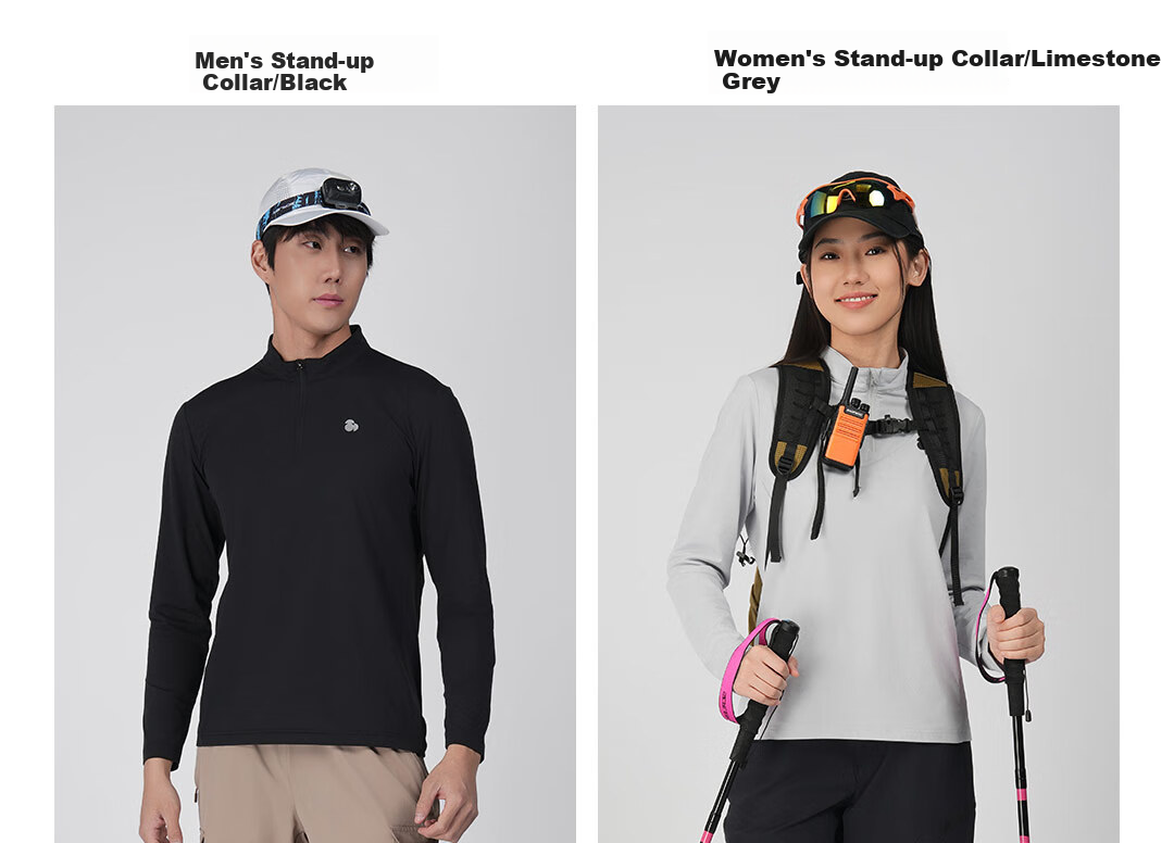 SCALER Quick-Dry T-Shirt for Men And Women, Outdoor Sun Protection UPF50+, Running Stand Collar Long Sleeve Breathable Elastic Top F4616D16 11
