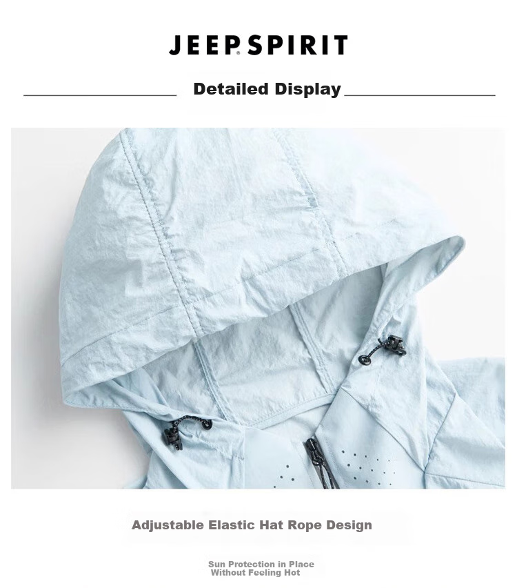 JEEP SPIRIT Men's Sun Protection Jacket, Summer UV-Resistant Coat, Ice Silk Breathable Thin Outdoor Fishing Sun Protection Clothing 15