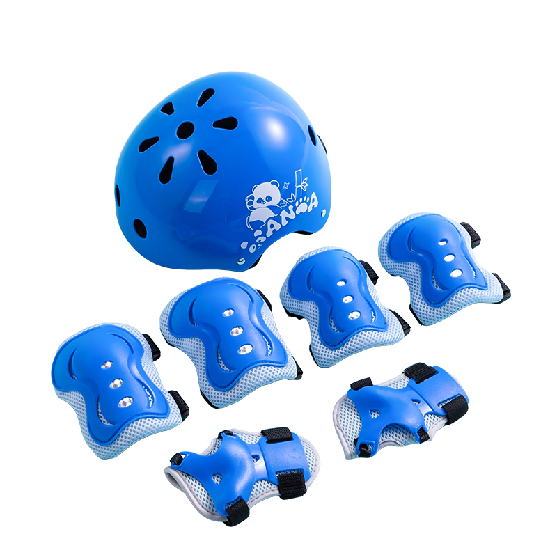 Deli Kids Roller Skates Protective Gear Set Professional Skating Cycling Sports Safety Thick Anti-Fall 7-Piece Set Blue