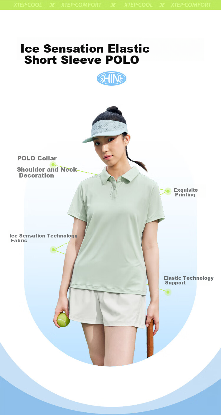 XTEP Women's Quick-Dry Short Sleeve Polo Shirt Summer Training Badminton Yoga Sports Top with Set-In Shoulder and Turn-Down Collar 2