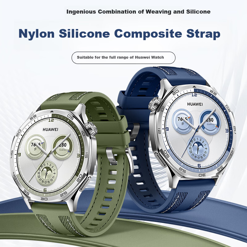 Ремешок Weiqiantu для Huawei Watch GT6/GT6 Pro/GT5/GT5 Pro/Watch 5/4/4 Pro/GT4/3/2, спортивный нейлоновый силиконовый композитный, серый, для циферблата 46/48 мм