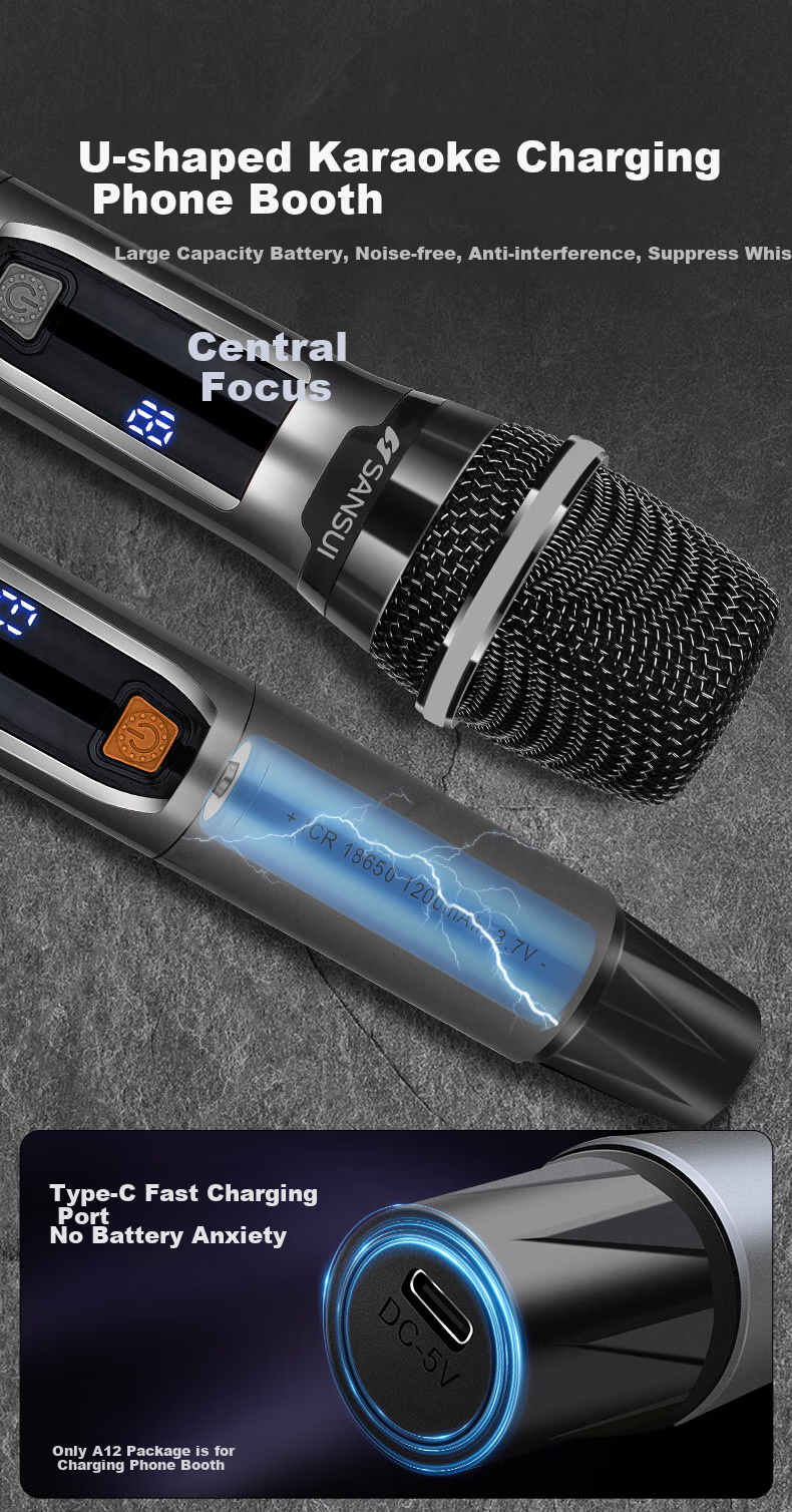 SANSUI E08 Karaoke Speaker, Outdoor Portable Amplifier, High-Volume Bluetooth Mobile Speaker, Powerful Singing Outdoor KTV Performance Stage Dual Microphone 14
