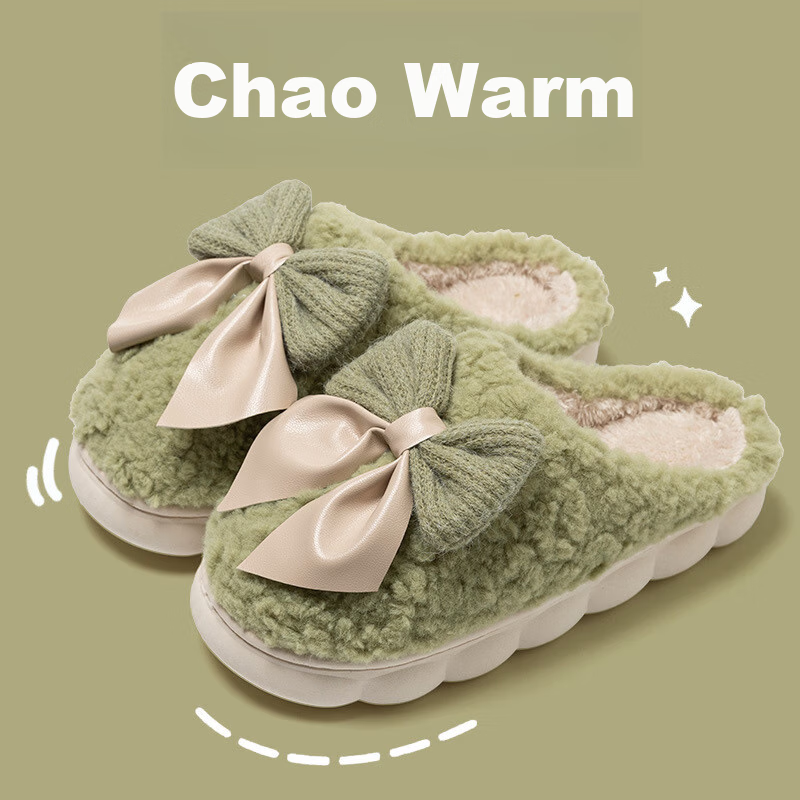 Taxiang Cotton Slippers for Men And Women, Indoor Home Use, Thick-Soled Warm Plush Cotton Shoes TR239