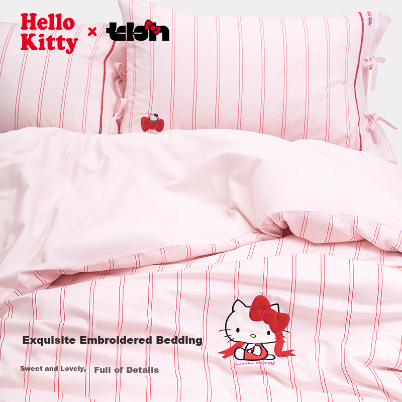 Комплект постельного белья tbh, "Hello Kitty", 1.8 м, хлопок, жаккард