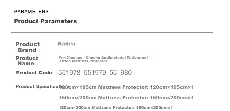 Bailisi Shuixing Jiafang Brand Fitted Sheet Pad, 10% Soybean Fitted Sheet, Antibacterial, Dirt-Proof, Waterproof, for Family Double Bed 26