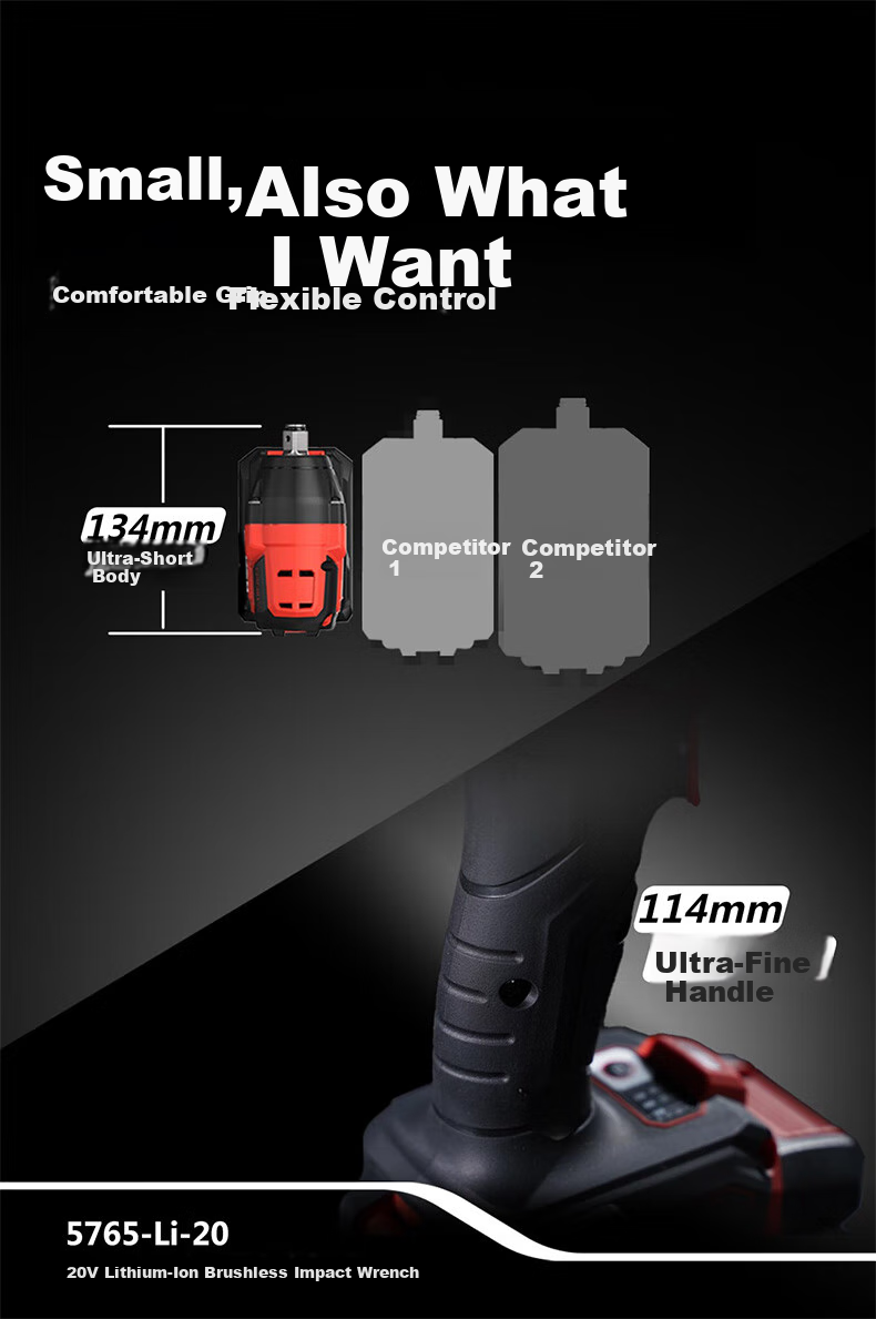 Devon New 20V Lithium-Ion Brushless Electric Wrench, 550N·M High Torque Rechargeable Impact Wrench, 5766 Machine Head 2