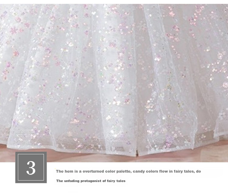 LUOBOBEIBEI Girls' Princess Dress, Summer Formal Dress, Puffy Skirt, Children's White Tulle Skirt, Stage Performance Costume, White, Size 160 6