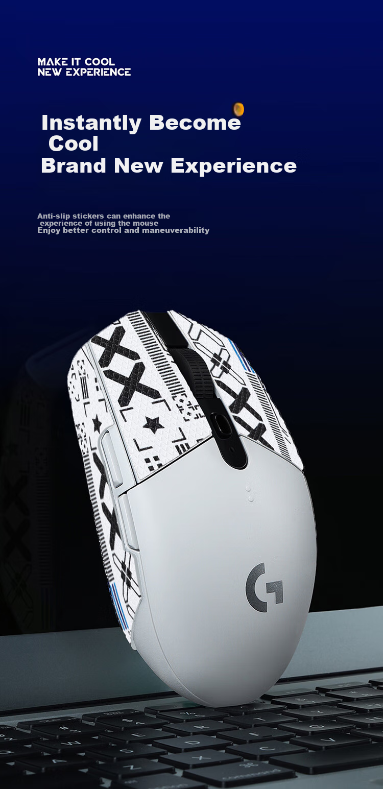 BUBM GpW Anti-Slip Sticker G304, Special Sweat-Absorbing Side Sticker G102, Sticker for Gaming, Frosted Anti-Slip And Sweat-Absorbing, Wired And Wireless Mouse Sticker Special, White Floral Collectio 3