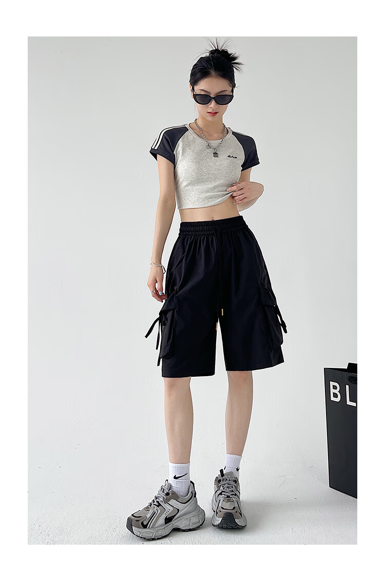 Ziyouxi Wide-Leg Cargo Shorts for Women, Summer 2026 New Style, High-Waist Quick-Dry, Petite Wide-Leg, Outdoor Sports Knee-Length Shorts 16