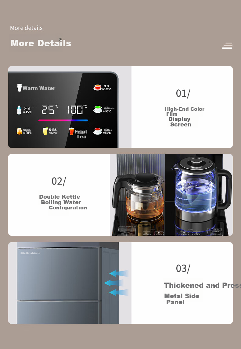 Royalstar Home Under-Counter Water Dispenser with Metal Side Panel, Voice Control, Remote Control, Running Light, Large Screen, Anti-Overflow Kettle And Tea Bar Machine Sold by JD Heating Model CY2835 11
