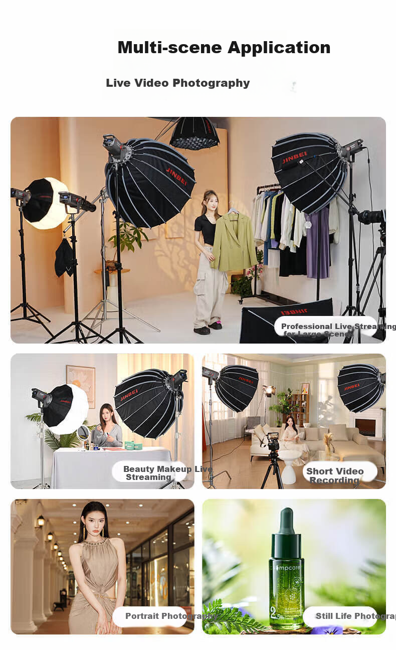 JINBEI JL300BI Photography Live Streaming Fill Light, Dual Color Temperature LED Video Constant Light, 300W High Power, for Studio Wedding Portrait Photography, Main Light for Streamers, Studio Hair Light 2