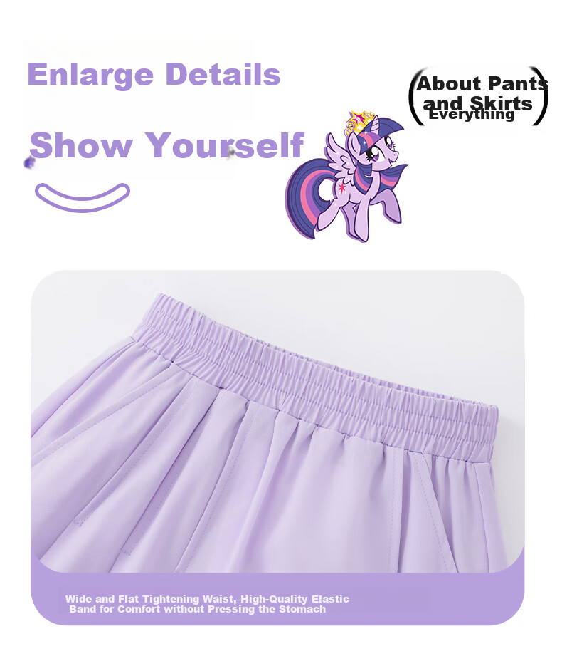 MY LITTLE PONY Girls' Summer Quick-Dry Short Sleeve Sportswear Set 2025 New Children's Two-Piece Outfit Pink+Black Size 130 17