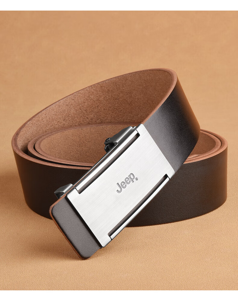 JEEP Men's Belt, Top-Grain Leather, Toothless Automatic Buckle, Casual Pants Belt, Birthday Gift for Boyfriend 13
