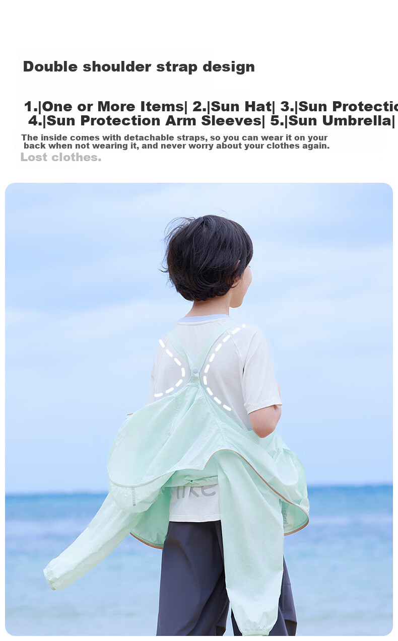 Like Uu Children's Sun Protection Clothing, Sweet Pear Mint Boys And Girls Sun Protection Clothing, Parent-Child Style, Cool Skin Coat, UPF50+ 7