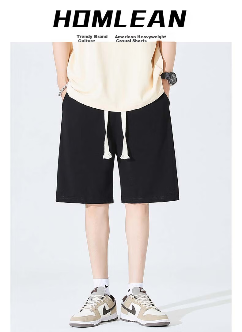 Homlean American-Style Trendy Basketball Shorts for Men, Summer West Coast Casual Comfortable Breathable Knee-Length Shorts LS33 Black M 1
