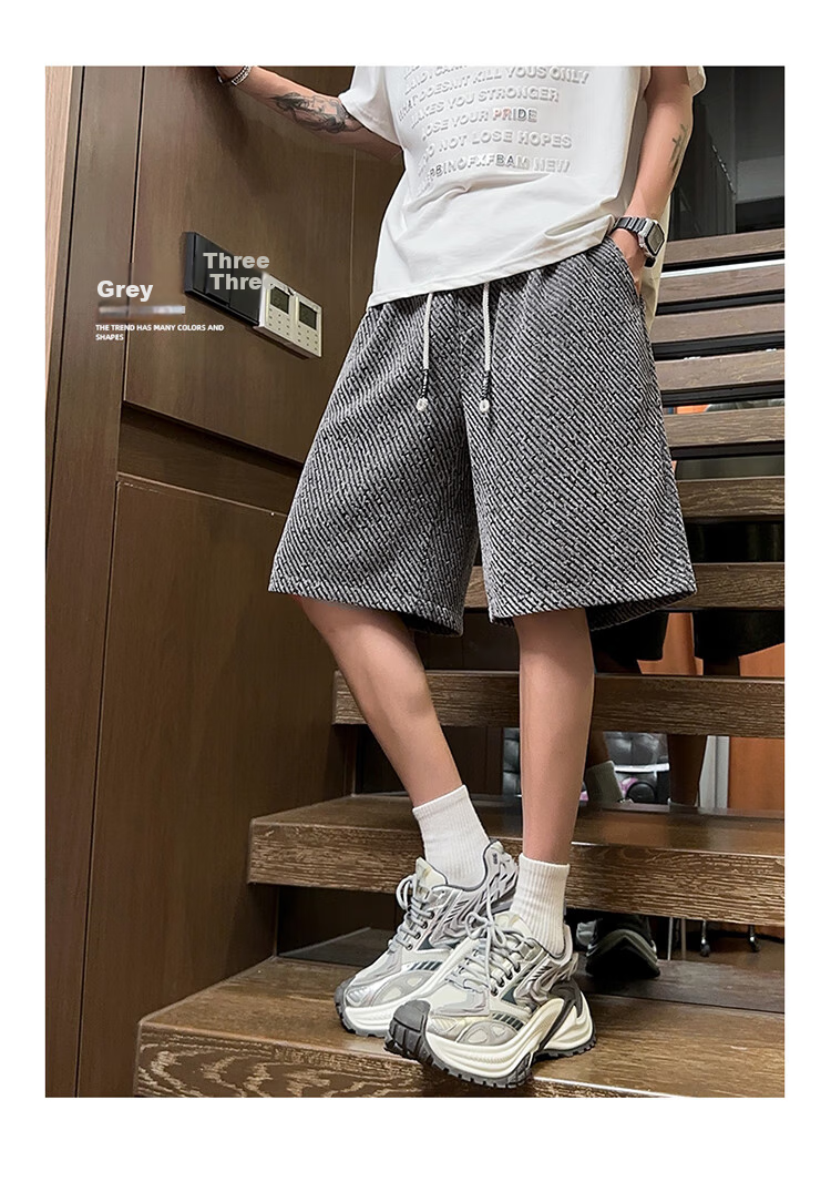 CLOR Starry Sky Texture Shorts, Summer Lightweight Simple Breathable Trendy Sports Knee-Length Pants for Men, MLS01 White XL 9