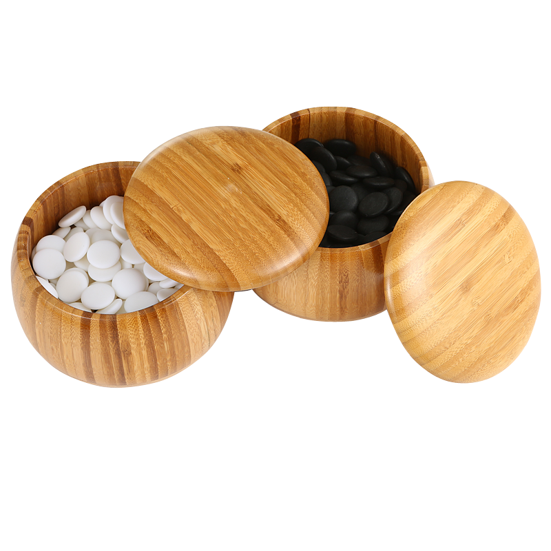 Huasheng Go And Gomoku Set with Imitation White Jade Pieces, Bamboo Chess Container, Leather Chessboard, Chinese Chess, Father's Day Gift