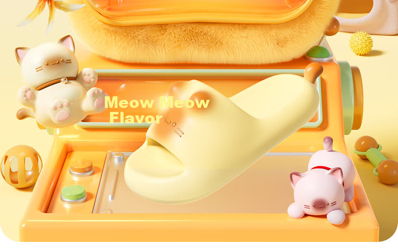 Chikoku Cute Cat Slippers for Women, Summer New Style Indoor Home Thick-Soled Cartoon Outdoor Sandals 3