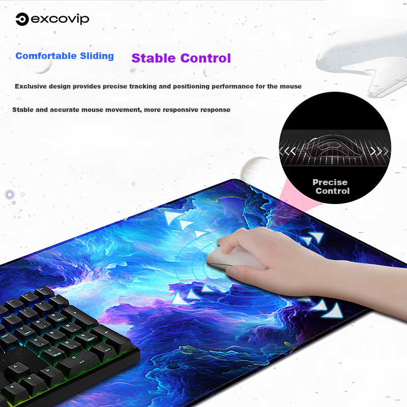 EXCO Dazzling Nebula Gaming Mouse Pad, Large Desk Mat, E-Sports Office Laptop Keyboard Mouse Pad, Thickened Student Desk Mat, Precision Edge Locking 0453 3