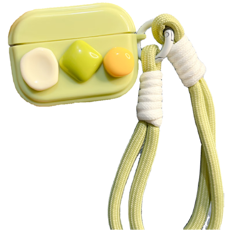 Beiyipin Matcha Green Simple Geometric Case for AirPods 4 Bluetooth Earphones, Contrasting Color Geometric Cubes Shockproof Protective Cover