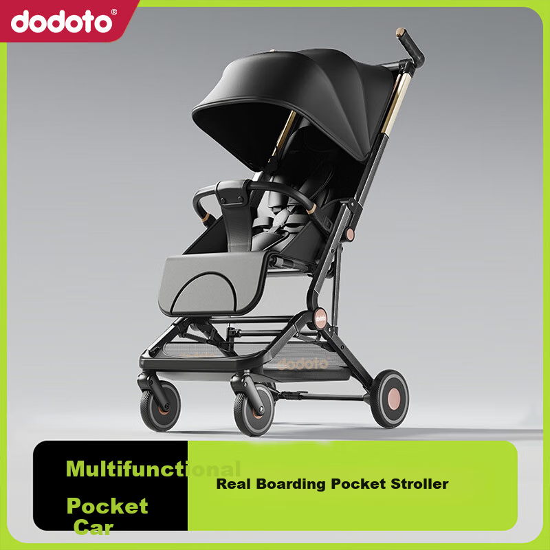 Dodoto Stroller for Boys And Girls, Lightweight, Can Sit Or Lie Down, Airplane-Friendly, Baby Walking Aid M9 Gold Black