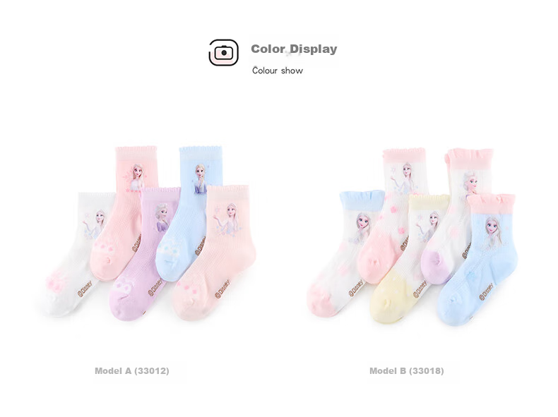 Disney Children's Socks, Spring And Summer Thin Mesh Princess Baby Mid-Calf Socks, Girls' Lace Short Socks, 33018 Socks Size 20-22 3