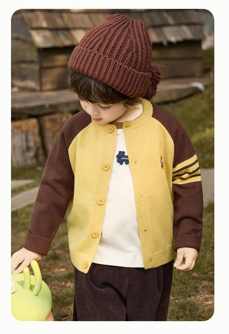 ASK JUNIOR Academy Style Children's Long Sleeve Sweater 25 Autumn Toddler Colorblock Fleece Yarn Knit Cardigan Boys Sweater 1
