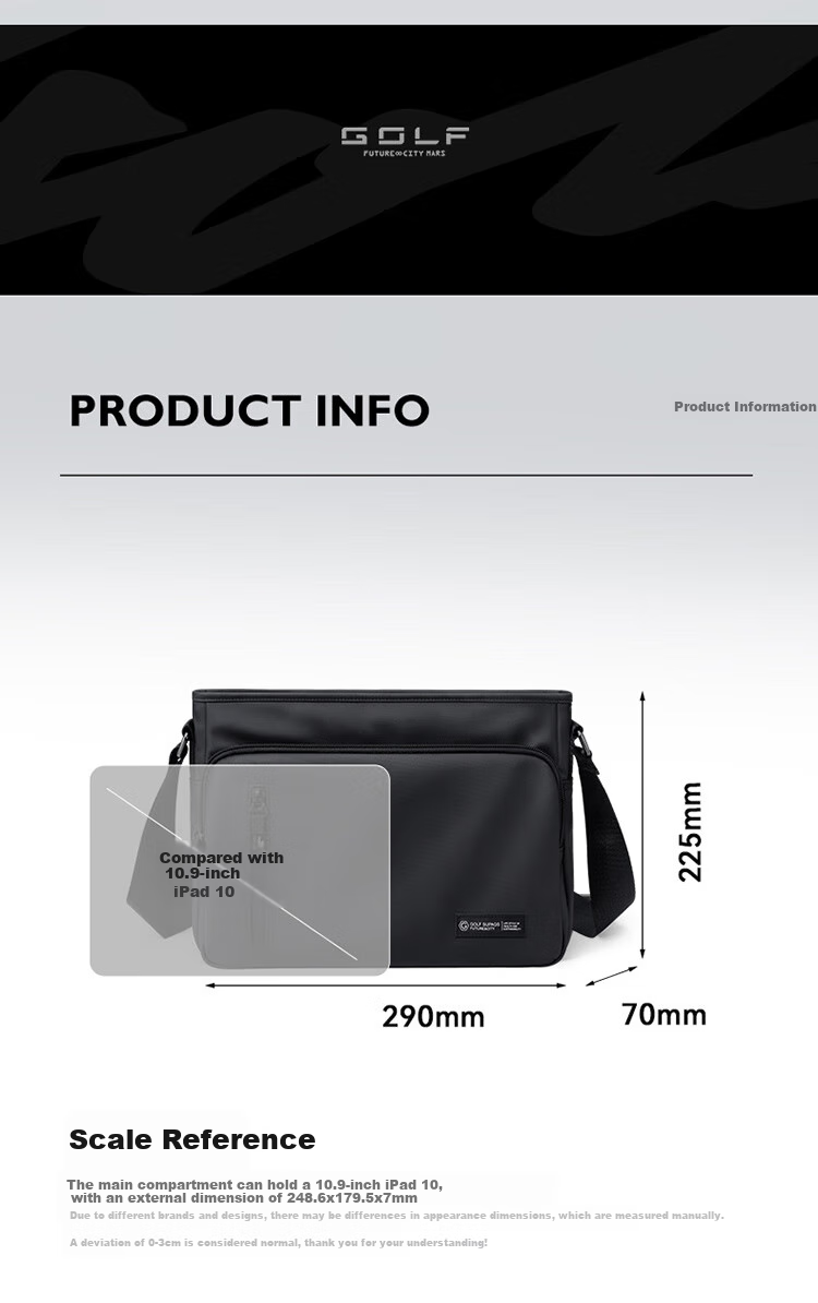 GOLF Shoulder Bag for Men, Casual Crossbody Bag with Multiple Compartments, IPad And Phone Pouch, Water-Resistant, Lightweight, Commuter Business Bag 11