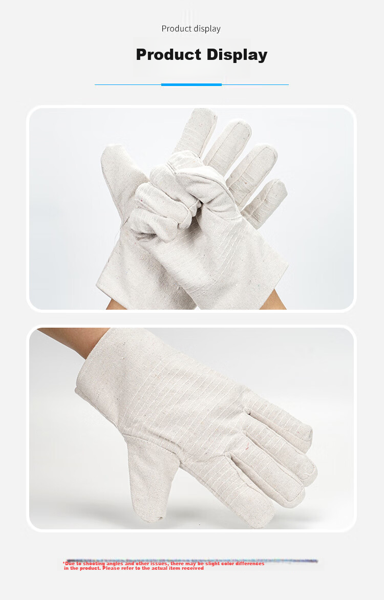 SHENGLI GCF240 Canvas Gloves, Work Gloves, Durable And Tear-Resistant, 24-Stitch Pattern, Double-Layer Cotton, White, Pack of 10 Pairs 9