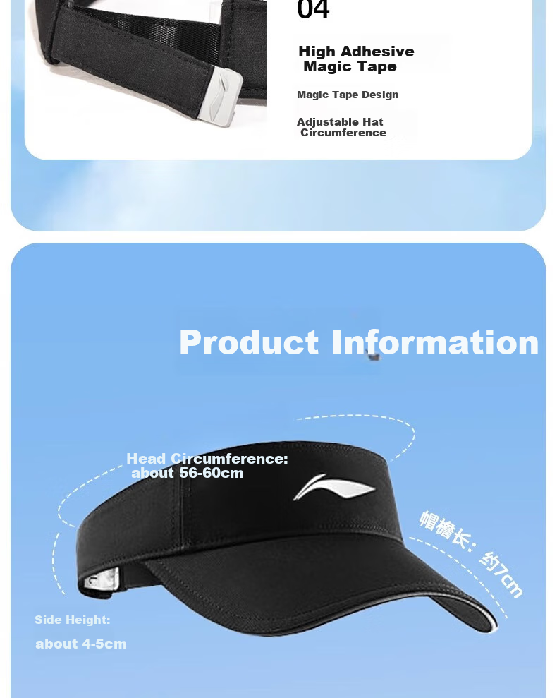 Li-Ning Visor Cap for Men And Women, Summer Sun Hat, Outdoor Hiking UV Protection Cap, Marathon Running Tennis Cap, Lightweight Sun Hat 12