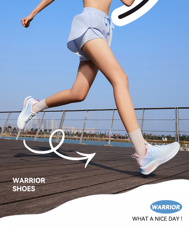 Warrior Official Women's Sports Shoes Spring Summer New Thick Sole Casual Shoes 1611 White Blue Pink Size 38 3