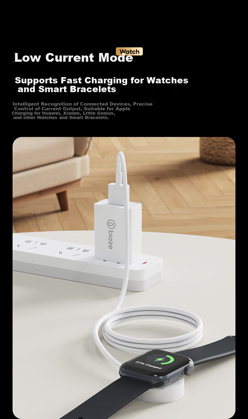 BIAZE 5V 2A/1A Charger USB Socket Head Compatible with Apple Huawei Honor Vivo Xiaomi OPPO Redmi Samsung Phones, Smartwatches, Bracelets, Bluetooth Headphones Power Adapter 3