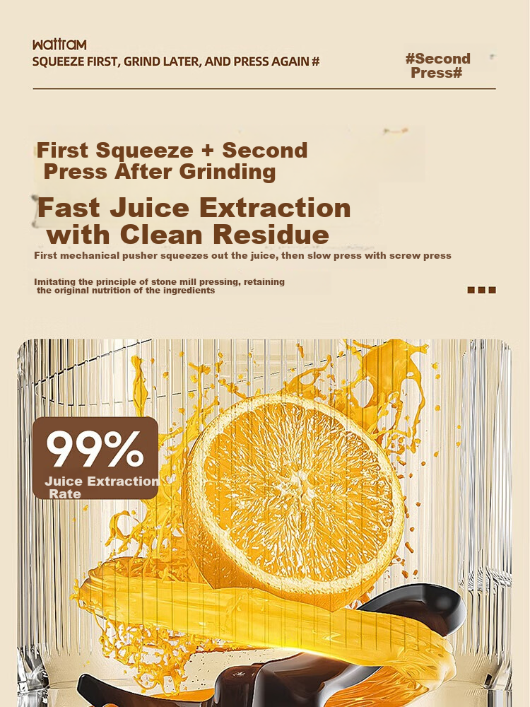 Beiouwolang Juicer, Home Use 156mm Extra-Large Diameter Electric Fruit And Vegetable Juicer with Pulp Separation, Fresh-Pressed Fruit And Vegetable Juicing Machine without Cutting Fruits And Vegetables J1 11
