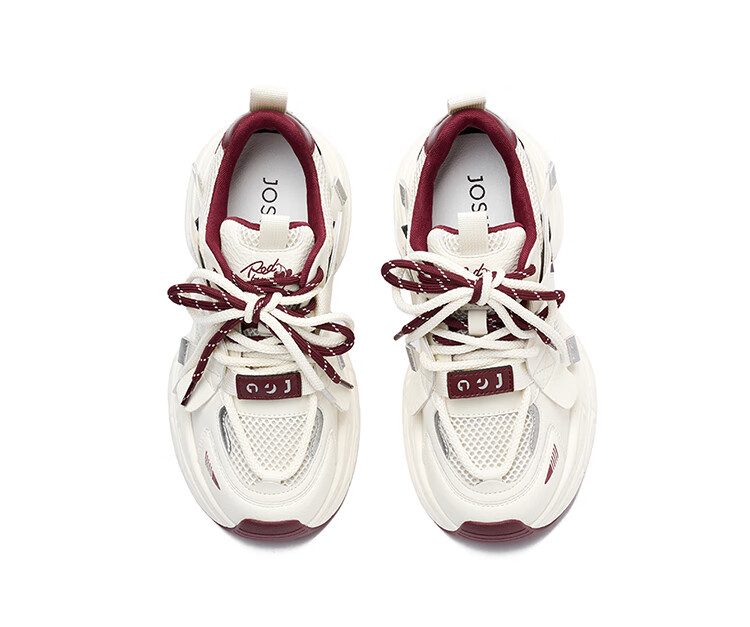 Josiny Chunky Dad Shoes, 2026 New Popular Style, Zodiac Year Outfit, Trendy Casual Sneakers, New Year Gift, Beige/red, Size 36 33