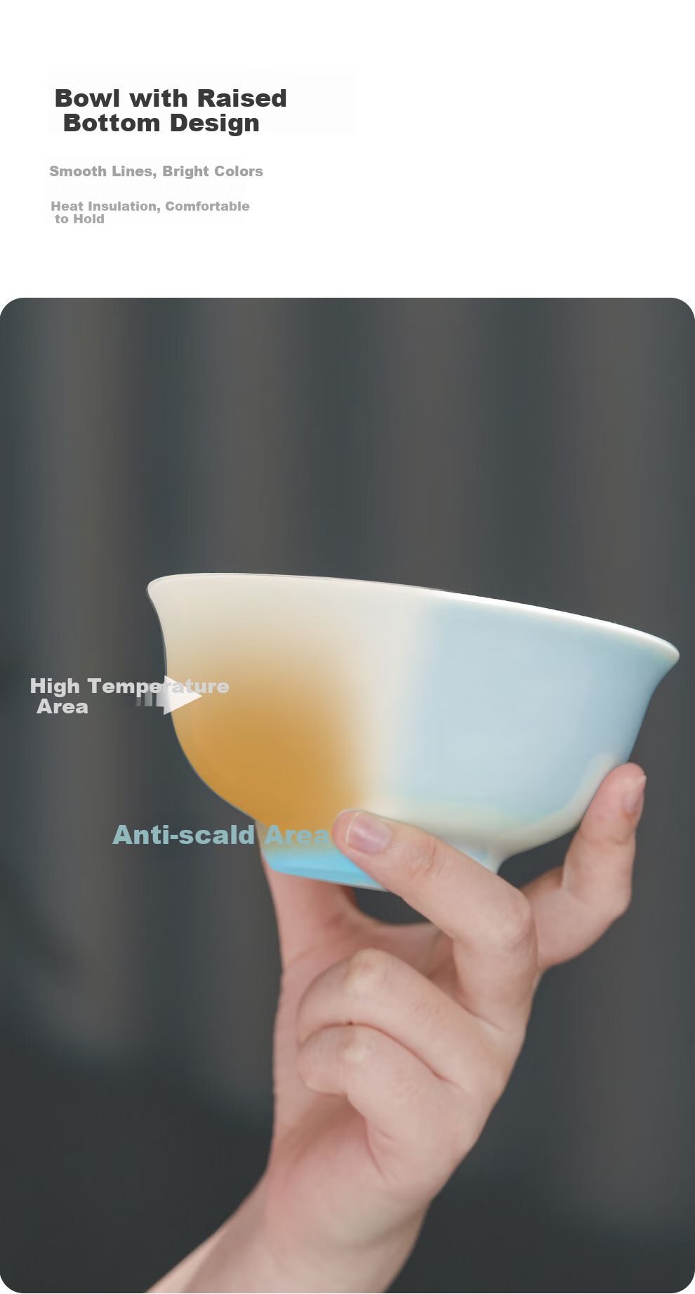 Jdz High-Temperature Ceramic Shadow Blue Bowl Set, Household Dining Bowls, Ceramic Bowls, Dishwasher Safe, Mid-Autumn Festival Gift Box for Friends 10