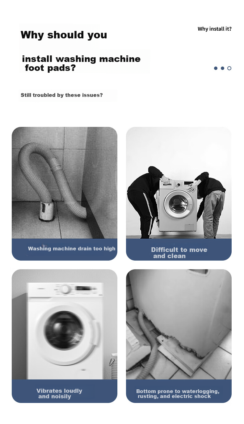Zhaizhiduo Washing Machine Base Stand, Universal Drum Washing Machine Pad, Anti-Slip And Anti-Vibration Foot Pad 3